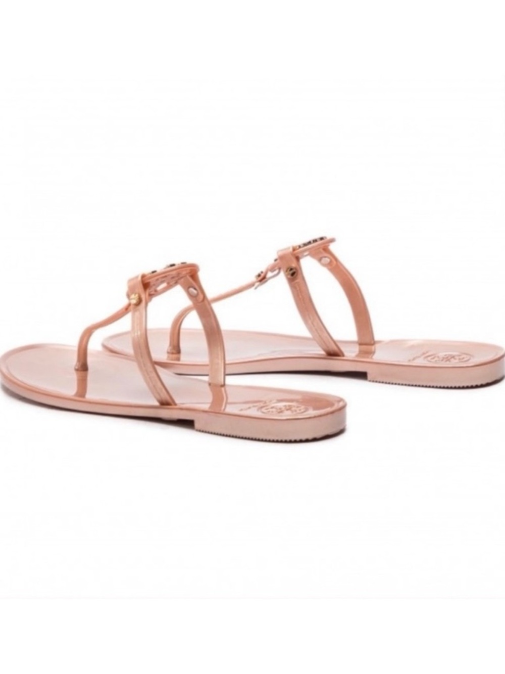 Tory Burch Mini Miller Jelly Sandals Rose Gold Size 7 Flat Thong Slip-on Shoes - Picture 5 of 16